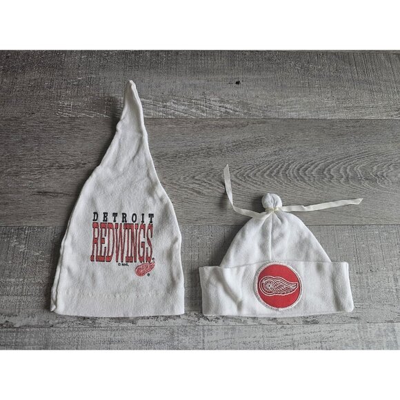 Vtg Infant Size NHL Detroit Red Wings Hat Lot Beanie Newborn 0-3 Months 1990s - Picture 1 of 11